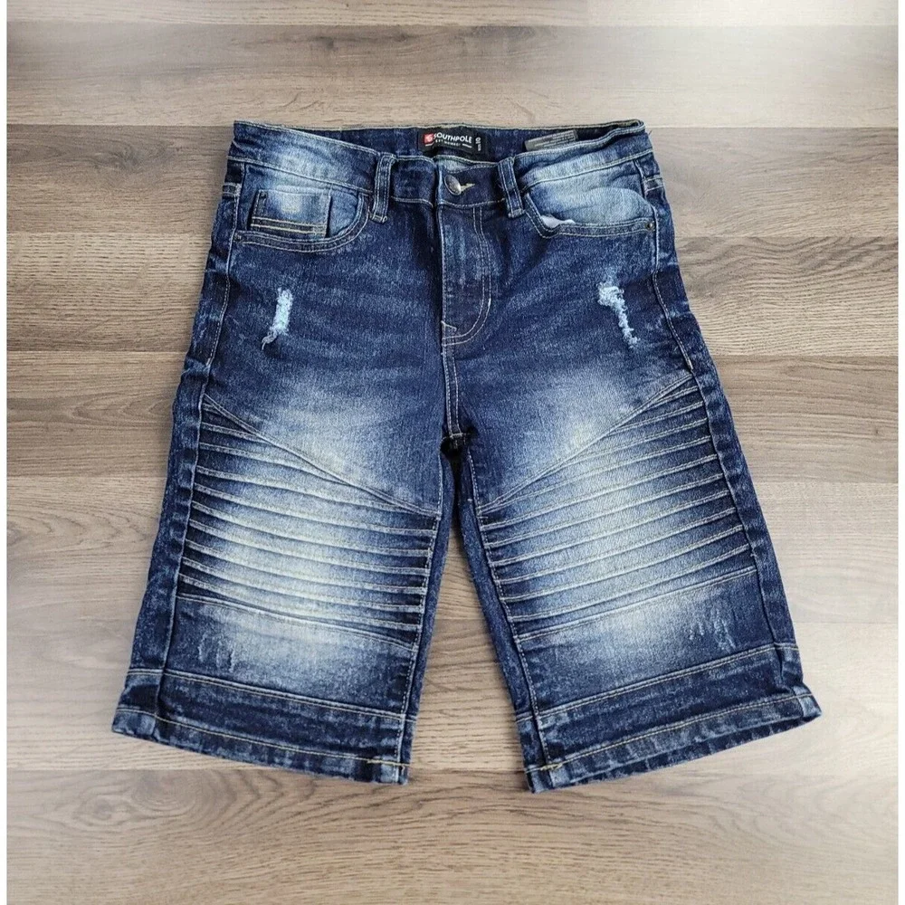 Southpole Jean Shorts Size 10 Dark Wash Y2K Mid Rise Youth Boys Denim Baggy Fit